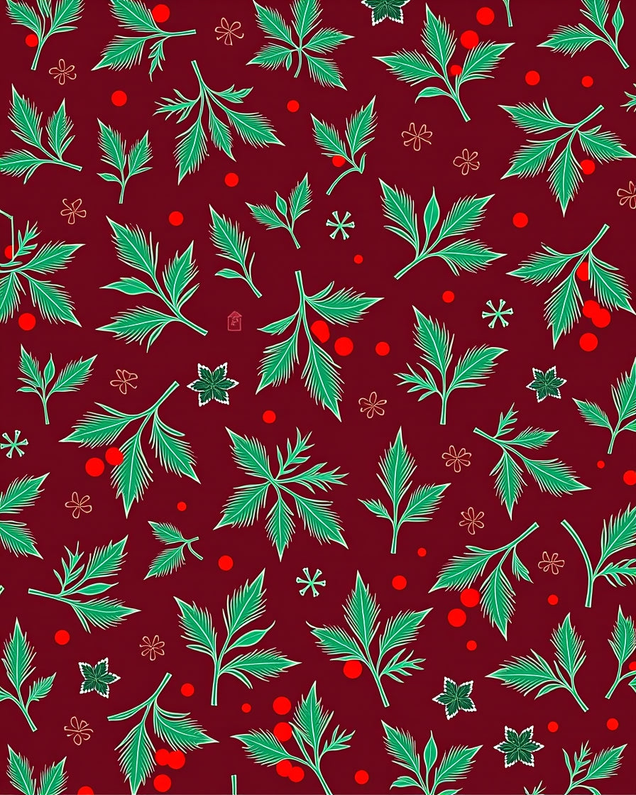 Crimson Green Leaf Berry Blossom Rug