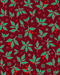 Crimson Green Leaf Berry Blossom Rug