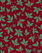 Crimson Green Leaf Berry Blossom Rug