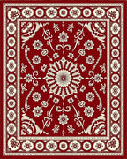 Rich Red Floral Medallion Tapestry Rug