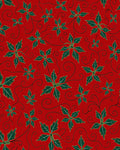 Crimson Green Leafy Vine Swirls Rug