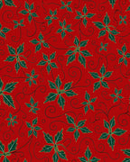 Crimson Green Leafy Vine Swirls Rug