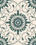 Jade Green Floral Medallion Ivory Rug