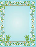 Pale Blue Floral Vine Border Rug