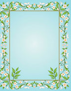 Pale Blue Floral Vine Border Rug