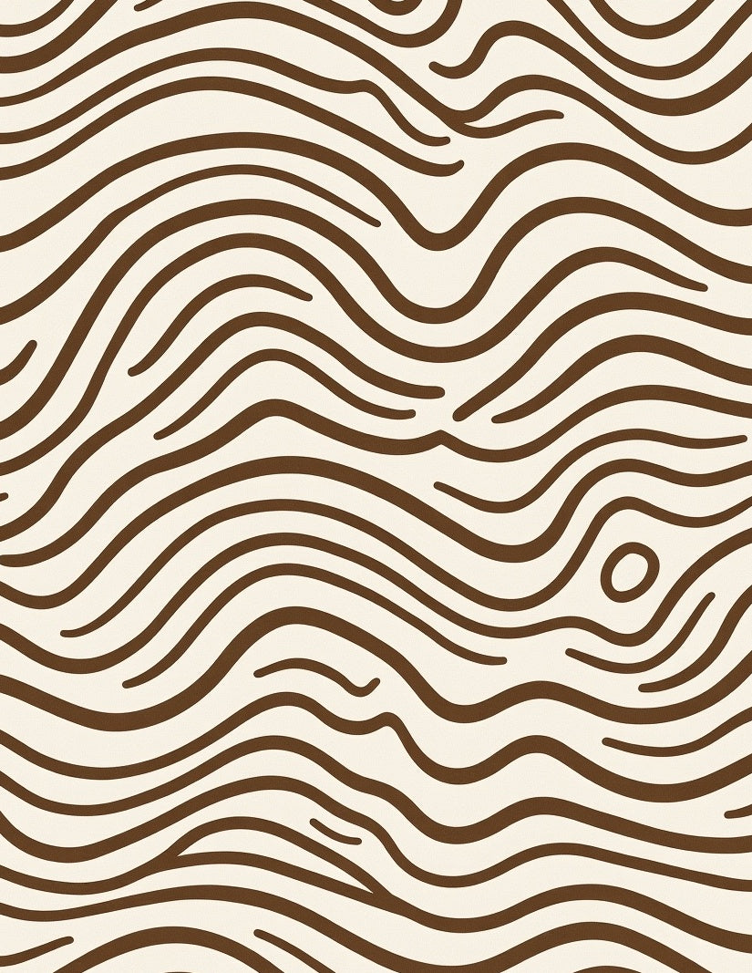 Organic Brown Wavy Lines Cream Rug