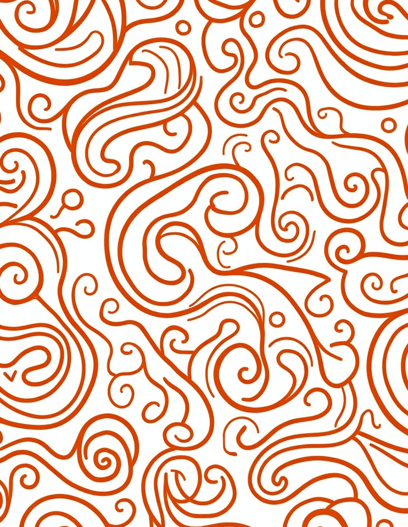 Vibrant Orange Swirl Meadow Rug