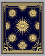 Radiant Sunburst Navy Gold Frame Rug