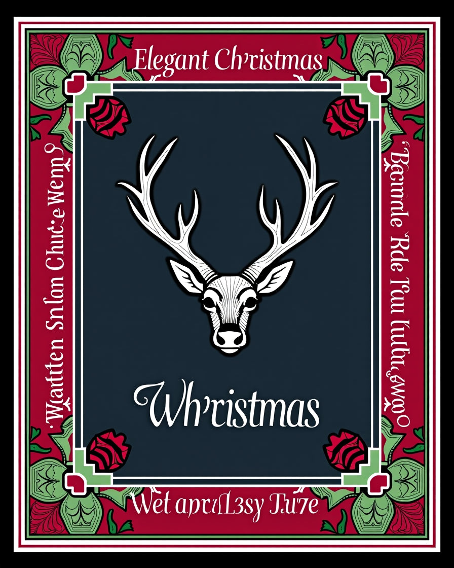 Elegant Deer Wh'ristmas Red Green Rug