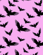 Black Birds Pink Sky Repeat Rug