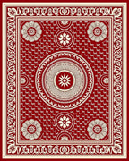 Crimson Mandala Floral Textured Rug