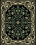 Black Green Floral Scroll Frame Rug