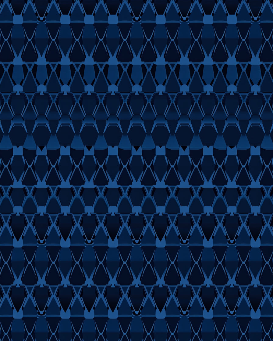 Deep Blue Geometric Lattice Rug