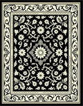 Black Ivory Floral Medallion Area Rug