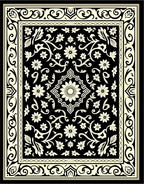 Black Ivory Floral Medallion Area Rug