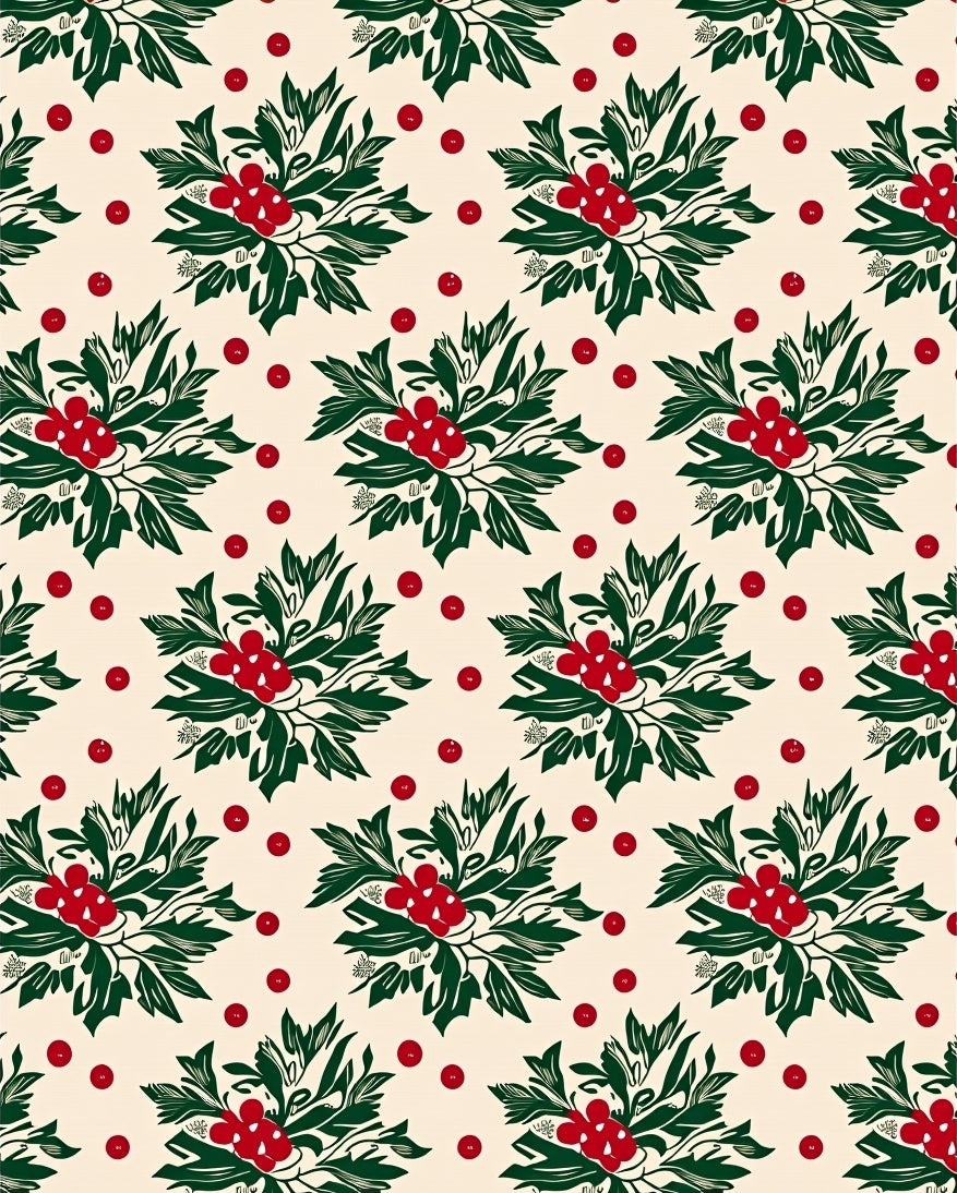Cream Red Berries Botanical Arrangement Rug