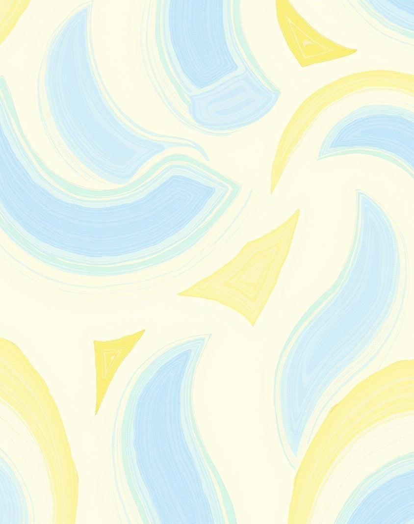 Soft Blue Yellow Swirl Abstract Rug