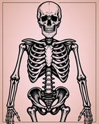 Bold Black Skeleton Rose Outline Rug