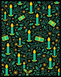 Teal Yellow Candle Flourish Celebration Rug
