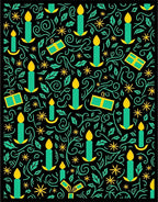 Teal Yellow Candle Flourish Celebration Rug