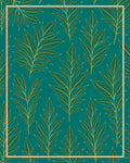 Teal Golden Branch Foliage Art Rug