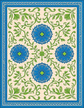 Blue Floral Botanical Vines Rug