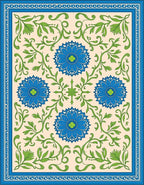 Blue Floral Botanical Vines Rug