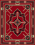 Crimson Black Geometric Art Deco Rug