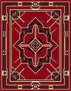 Crimson Black Geometric Art Deco Rug