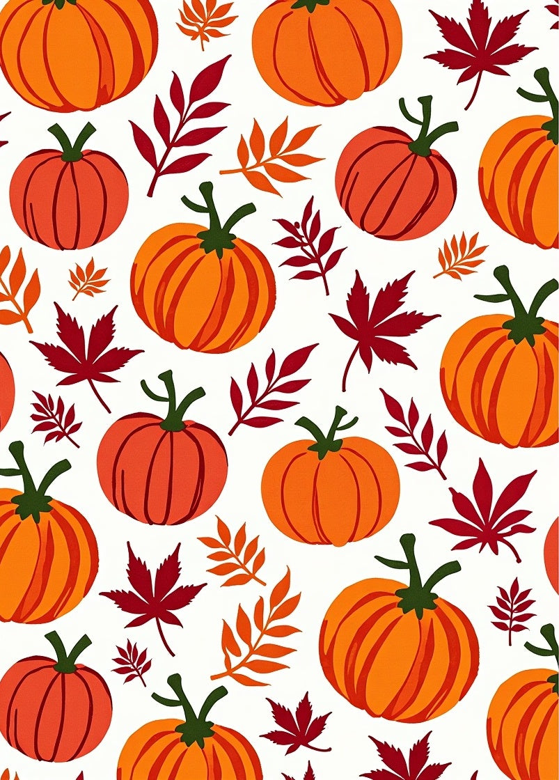 Autumn Pumpkin Leaf Scatter Rug