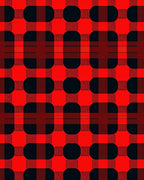 Bold Red Rounded Square Plaid Rug