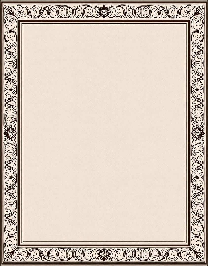 Elegant Chocolate Swirl Floral Border Rug