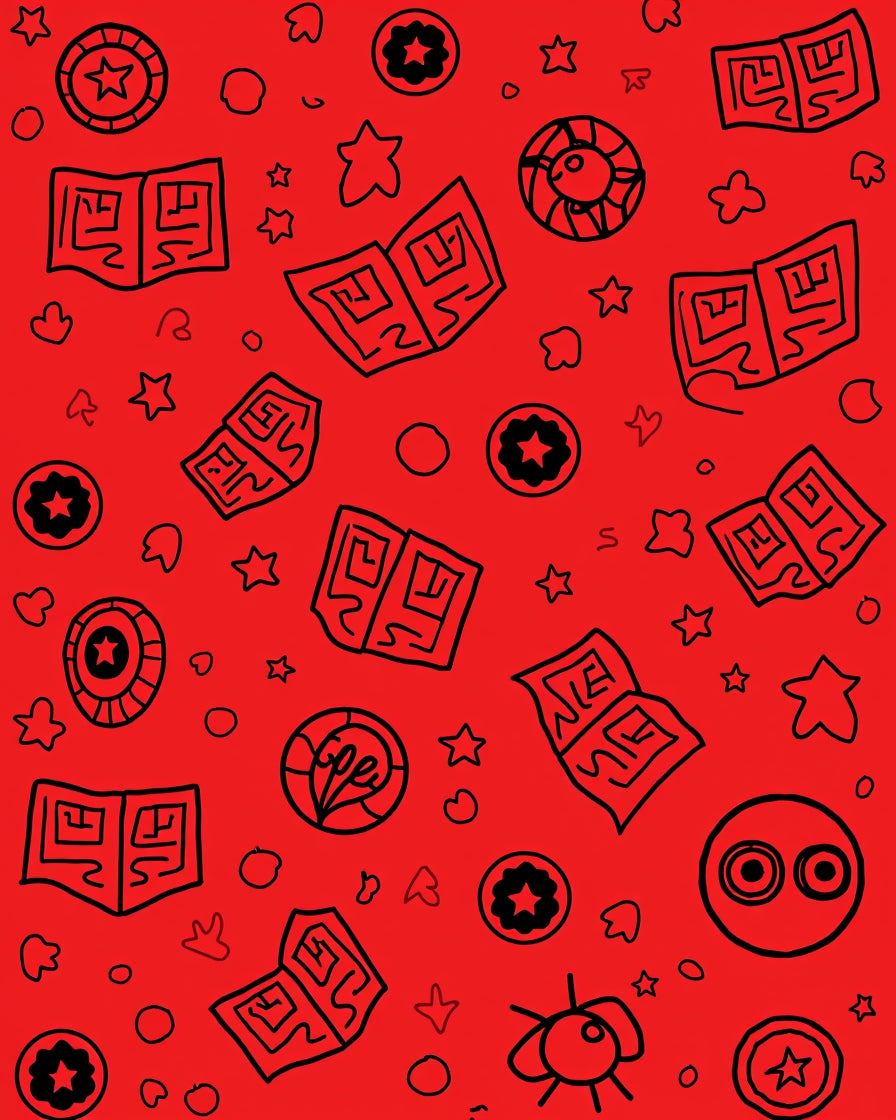 Red Journal Star Celestial Doodle Rug