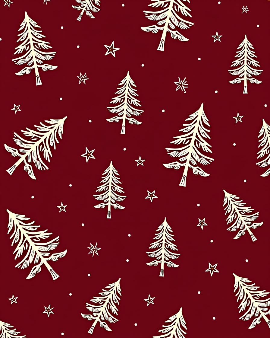 Crimson Christmas Tree Star Sprinkled Rug