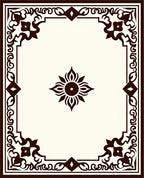 Brown Floral Scrollwork with Central Sunburst Rug