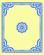 Light Yellow Blue Floral Medallion Border Rug