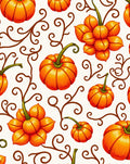 Autumn Orange Pumpkin Vine Swirls Rug