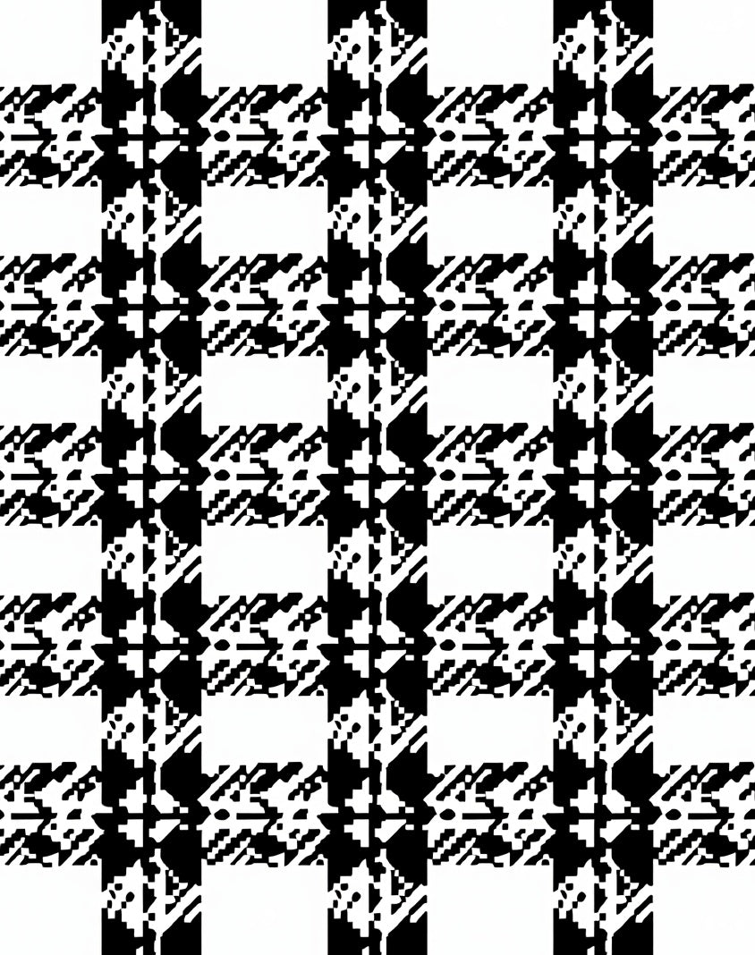 Classic Black White Houndstooth Plaid Rug