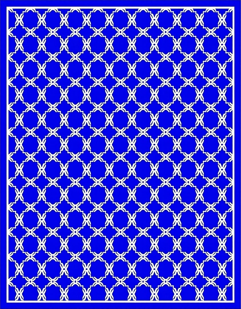 Vivid Royal Blue Geometric Lattice Rug