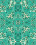 Detailed Teal Floral Medallion Rug