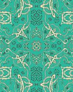 Detailed Teal Floral Medallion Rug