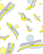 Abstract Yellow Gray Arch Forms Rug