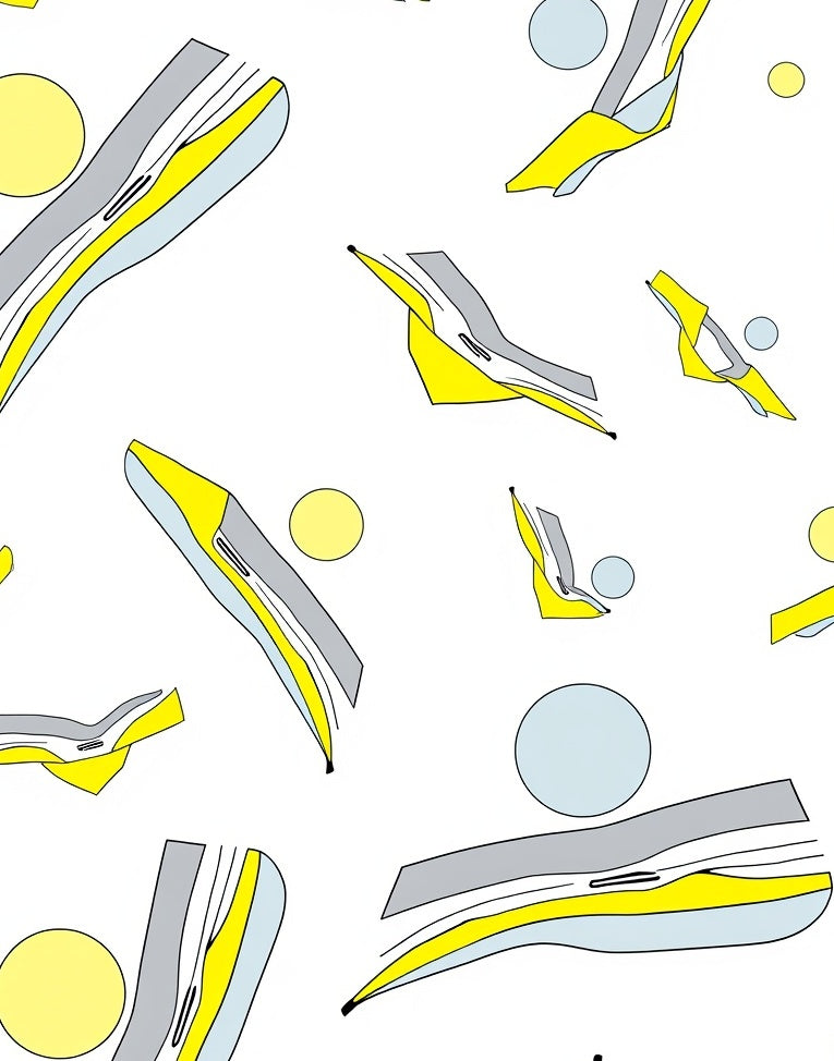 Abstract Yellow Gray Arch Forms Rug