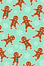 Christmas Gingerbread Man Snowflakes Repeating Pattern Rug
