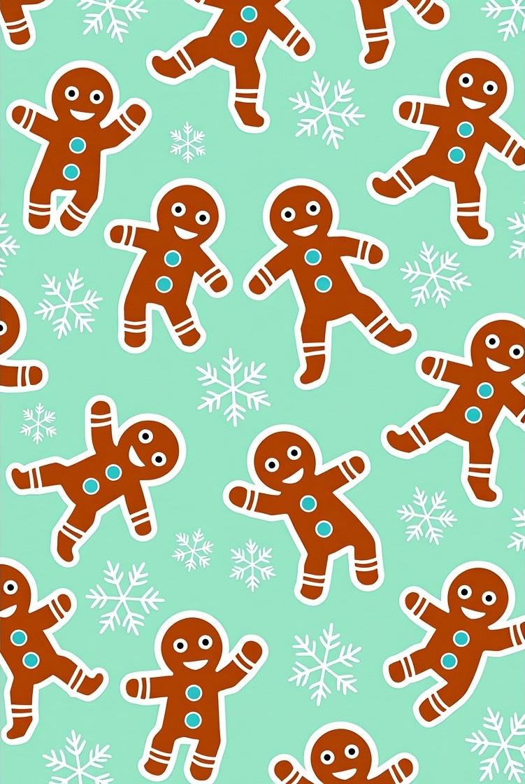 Christmas Gingerbread Man Snowflakes Repeating Pattern Rug
