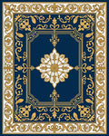 Midnight Blue Gold Baroque Medallion Rug