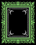 Ornate Neon Green Floral Scroll Frame Rug
