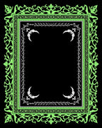 Ornate Neon Green Floral Scroll Frame Rug