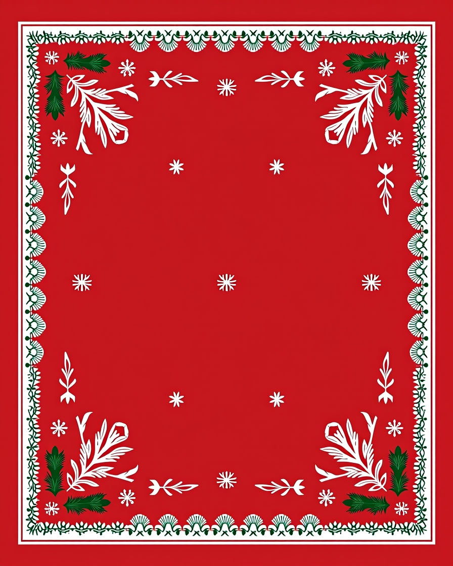 Festive Red Holly Starburst Border Rug