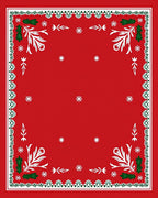 Festive Red Holly Starburst Border Rug